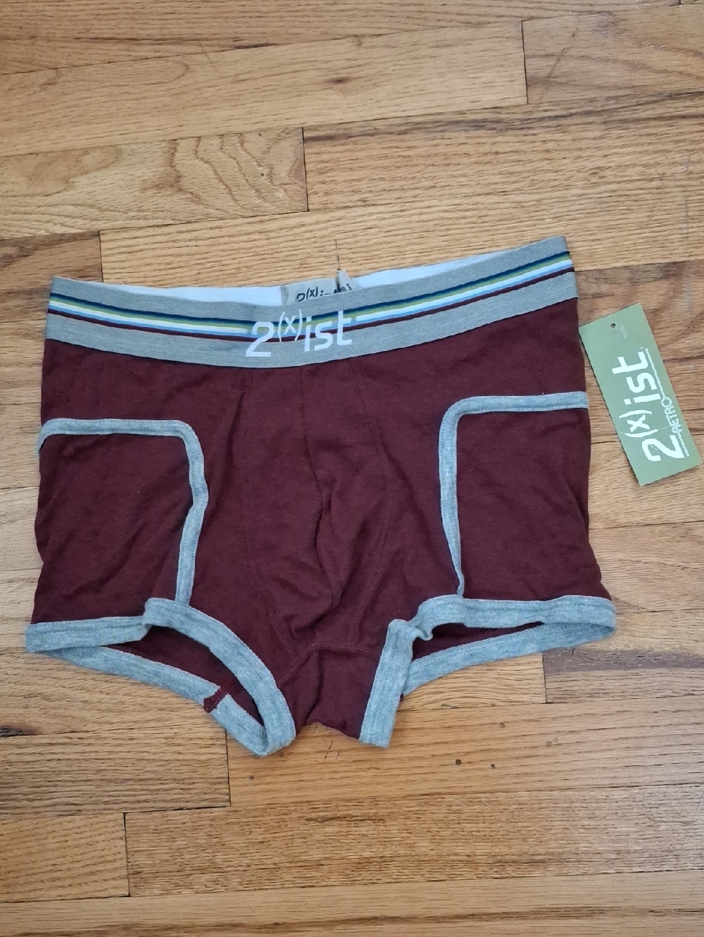 Vintage 2xist Maroon Briefs with Light Gray Waistband_1